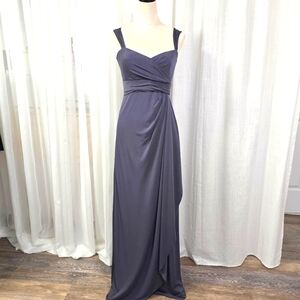 Amsale Grey Chiffon Babydoll Dress Womens Size 6 Empire Waist Prom Glam‎